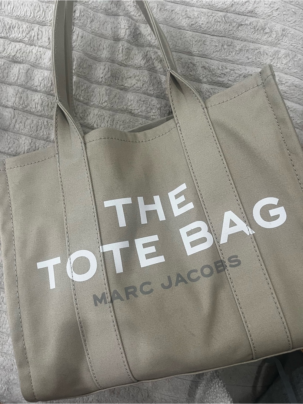 Marc Jacobs Canvas Tote Bag in Taupe with White Logo
